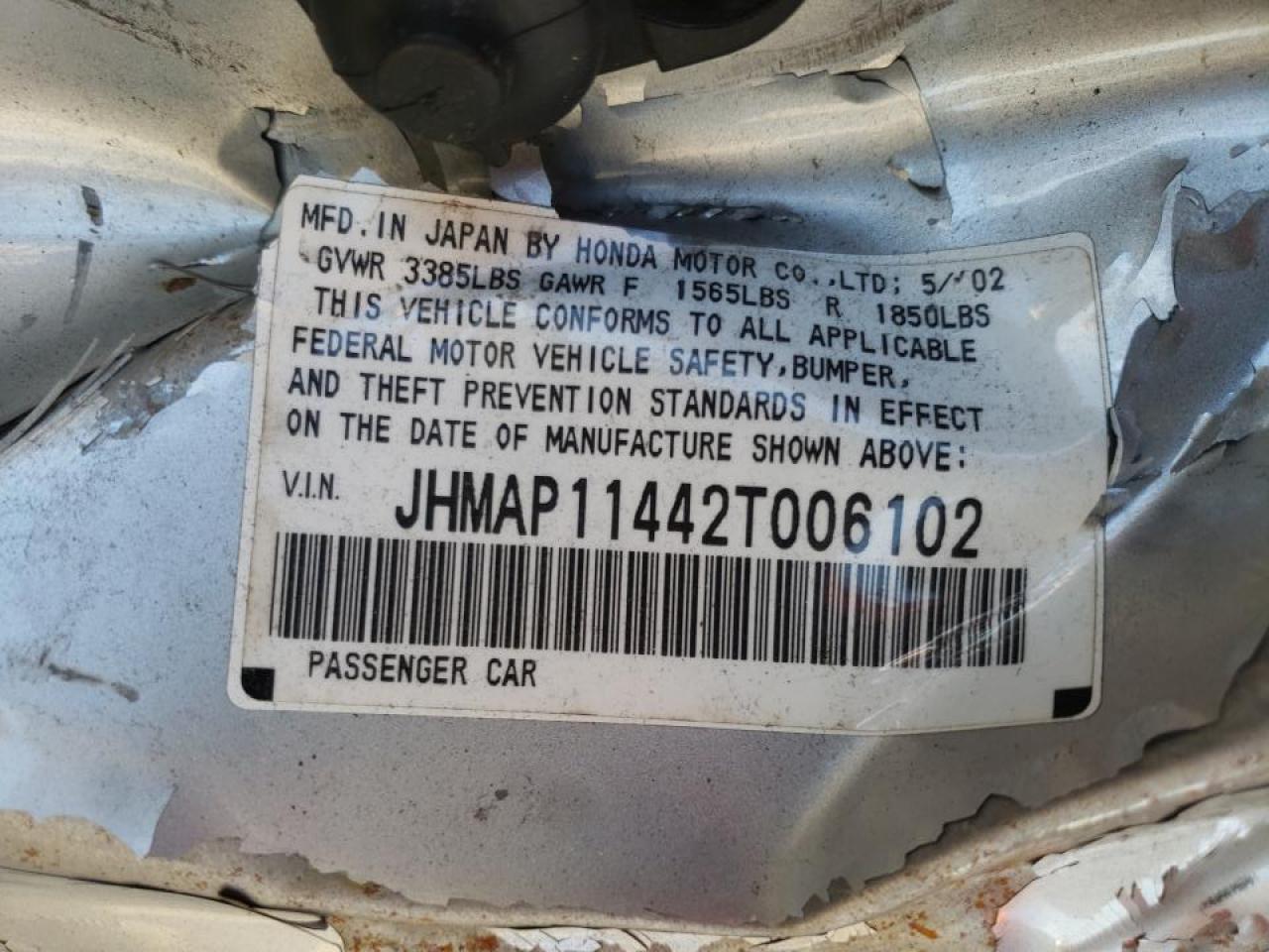 Photo 10 from auction – 2002 HONDA S2000 with VIN JHMAP11442T006102