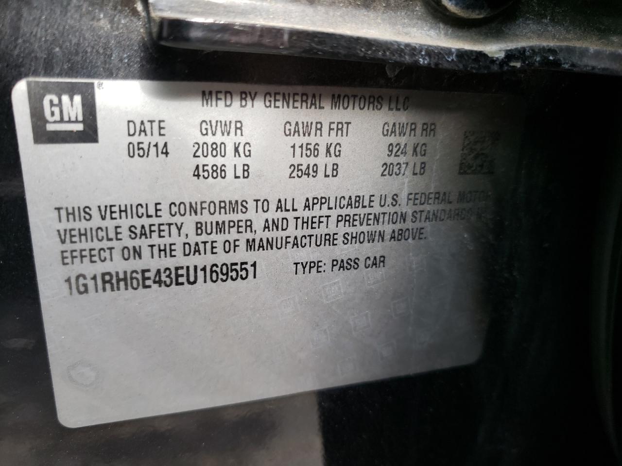 Photo 10 from auction – 2014 CHEVROLET VOLT with VIN 1G1RH6E43EU169551