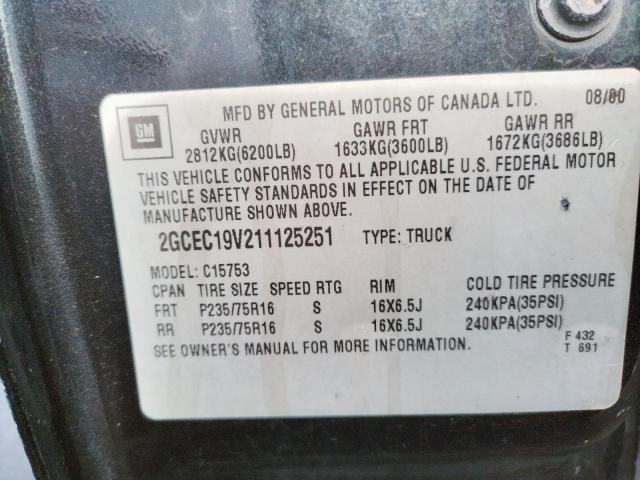 Photo 10 from auction – 2001 CHEVROLET SILVERADO with VIN 2GCEC19V211125251