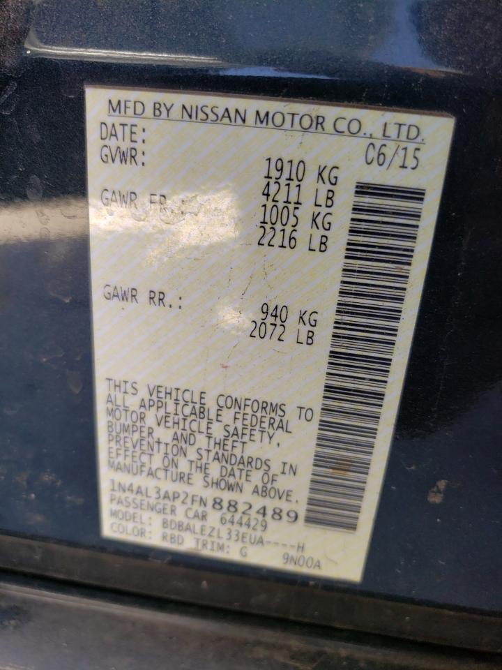 Photo 10 from auction – 2015 NISSAN ALTIMA 2.5 with VIN 1N4AL3AP2FN882489