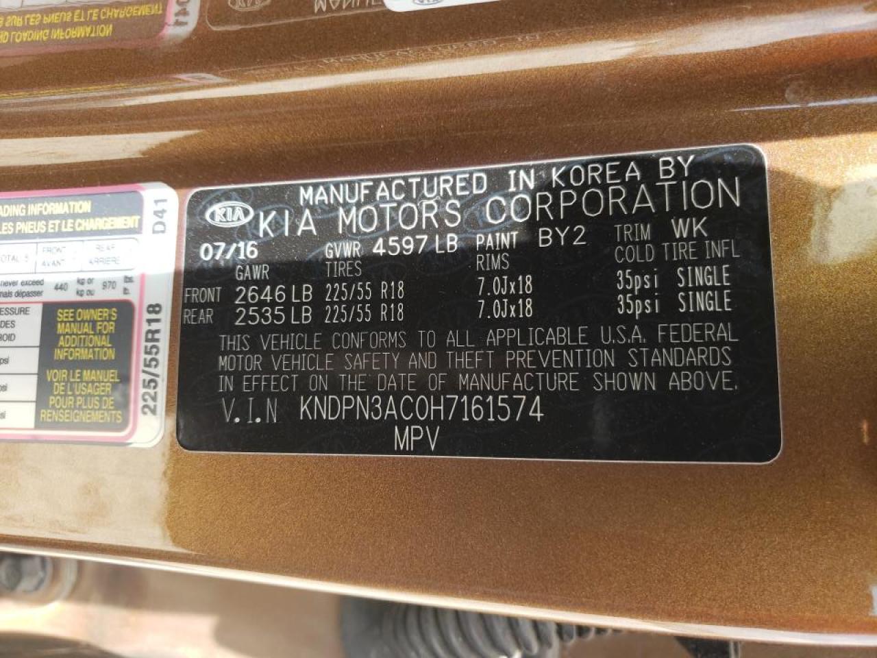 Photo 10 from auction – 2017 KIA SPORTAGE E with VIN KNDPN3AC0H7161574