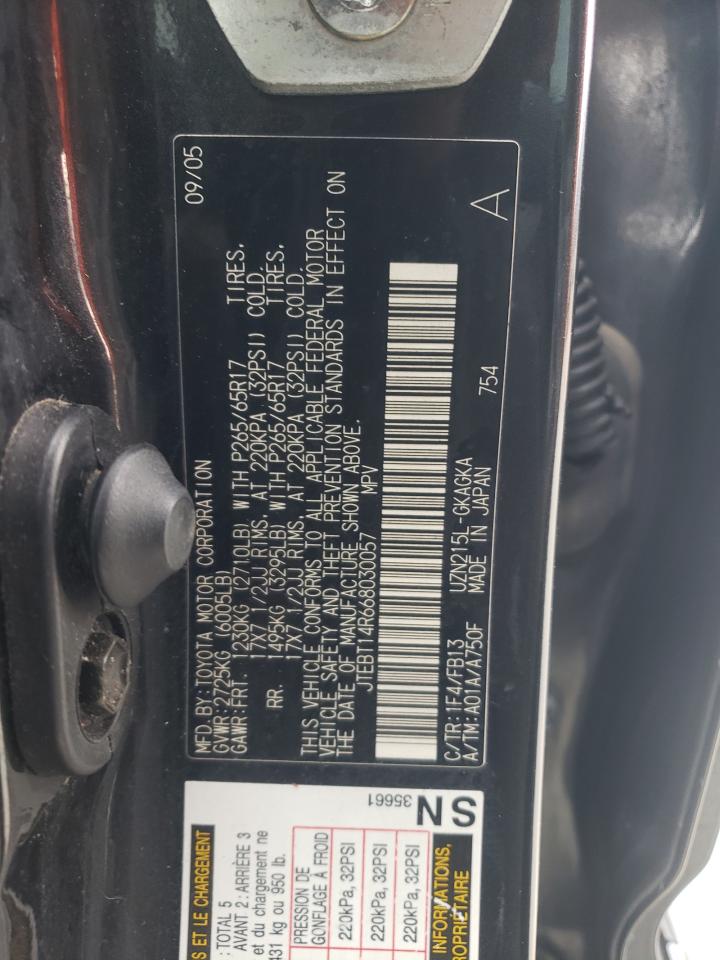 Photo 10 from auction – 2006 TOYOTA 4RUNNER SR with VIN JTEBT14R668030057