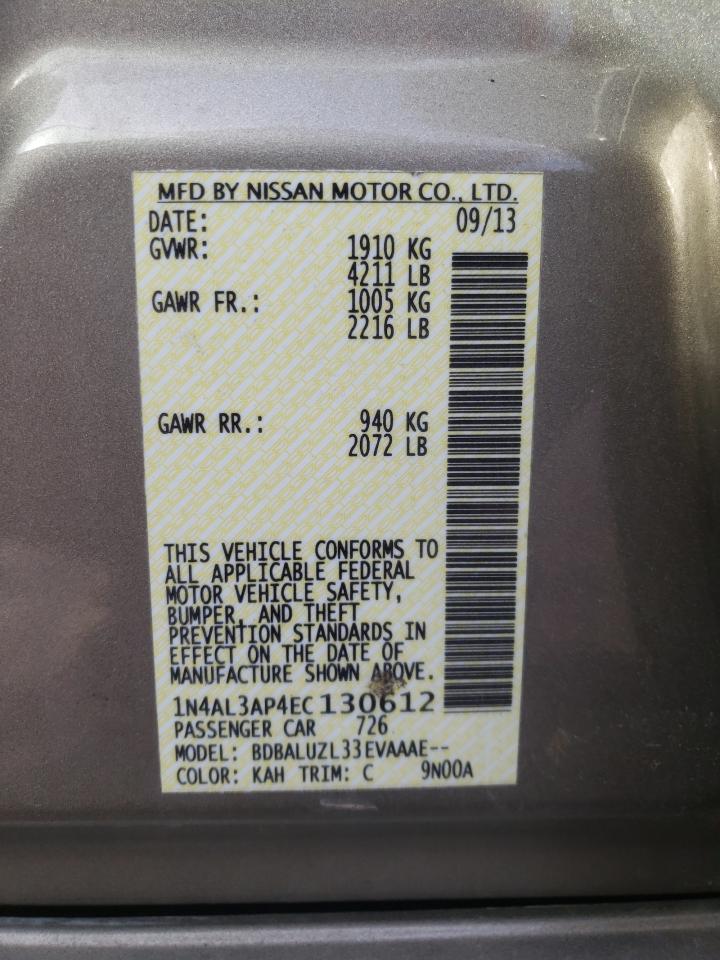Photo 10 from auction – 2014 NISSAN ALTIMA 2.5 with VIN 1N4AL3AP4EC130612