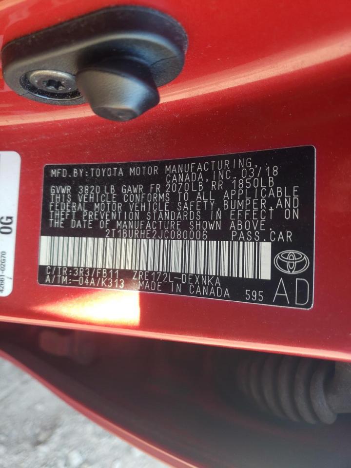 Photo 10 from auction – 2018 TOYOTA COROLLA L with VIN 2T1BURHE2JC080006