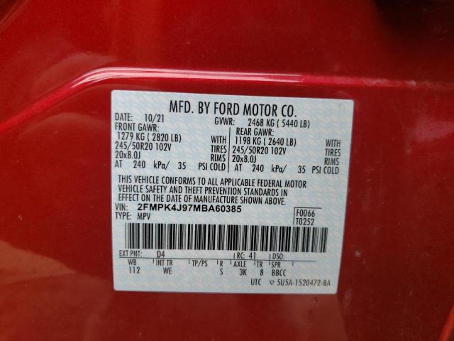 Photo 10 from auction – 2021 FORD EDGE SEL with VIN 2FMPK4J97MBA60385