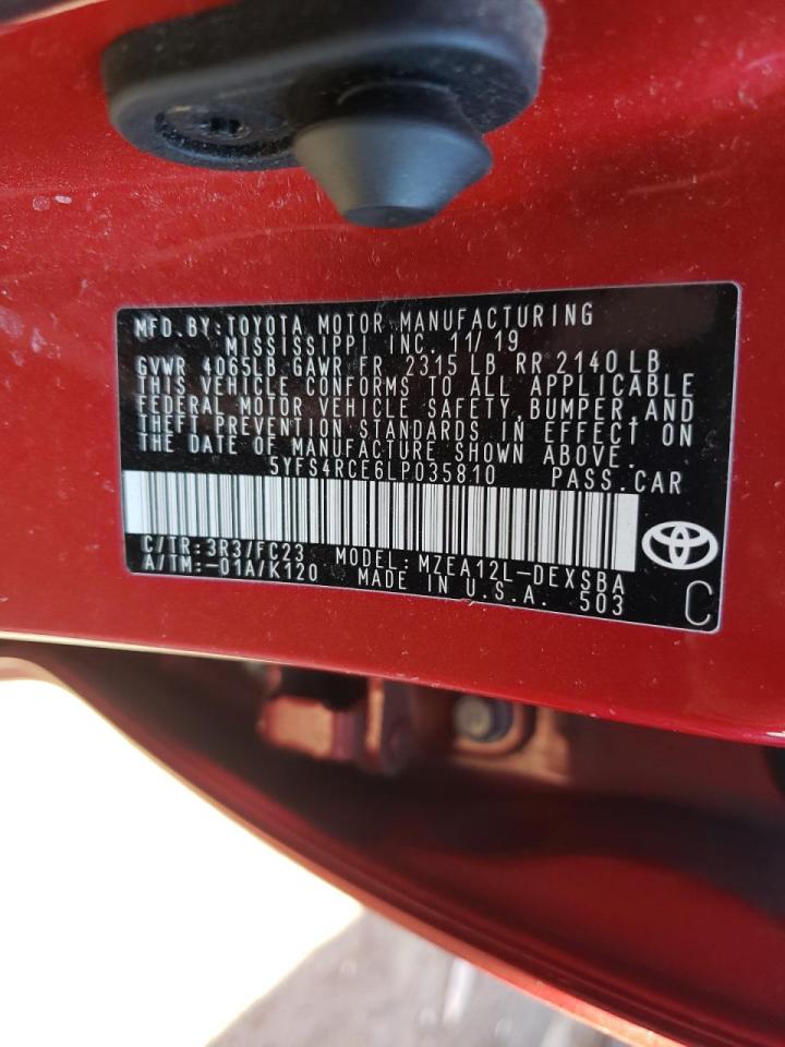 Photo 10 from auction – 2020 TOYOTA COROLLA SE with VIN 5YFS4RCE6LP035810