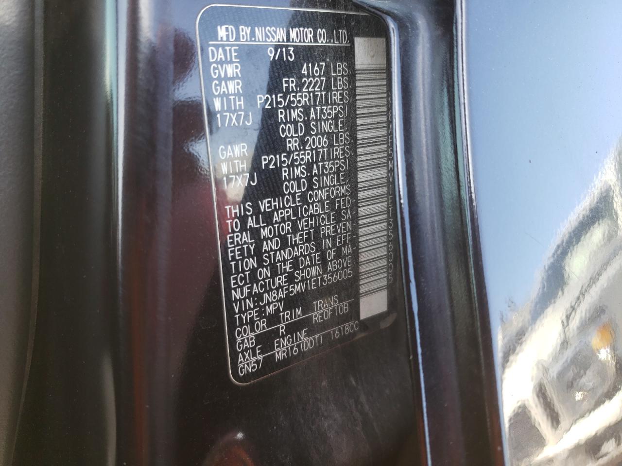 Photo 10 from auction – 2014 NISSAN JUKE S with VIN JN8AF5MV1ET356005