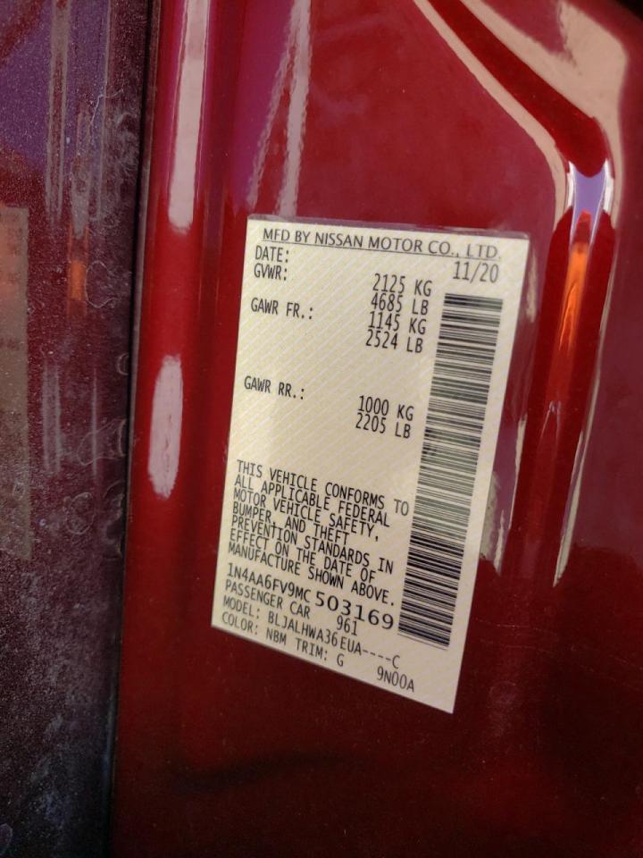 Photo 10 from auction – 2021 NISSAN MAXIMA PLA with VIN 1N4AA6FV9MC503169