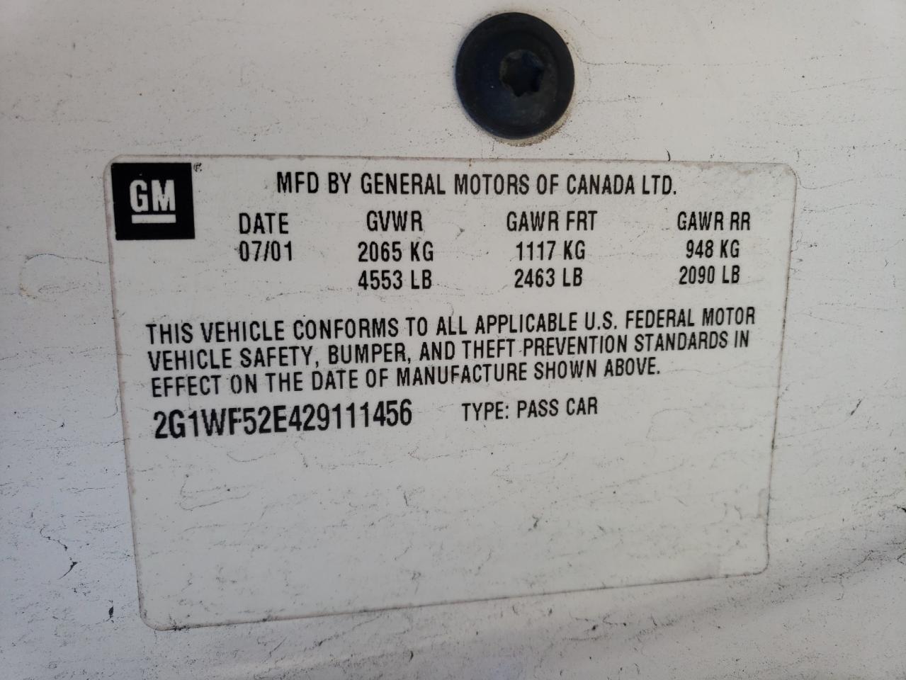 Photo 10 from auction – 2002 CHEVROLET IMPALA with VIN 2G1WF52E429111456
