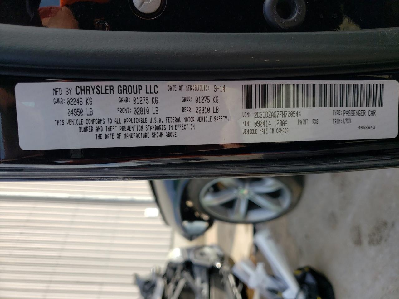 Photo 10 from auction – 2015 DODGE CHALLENGER with VIN 2C3CDZAG7FH700544
