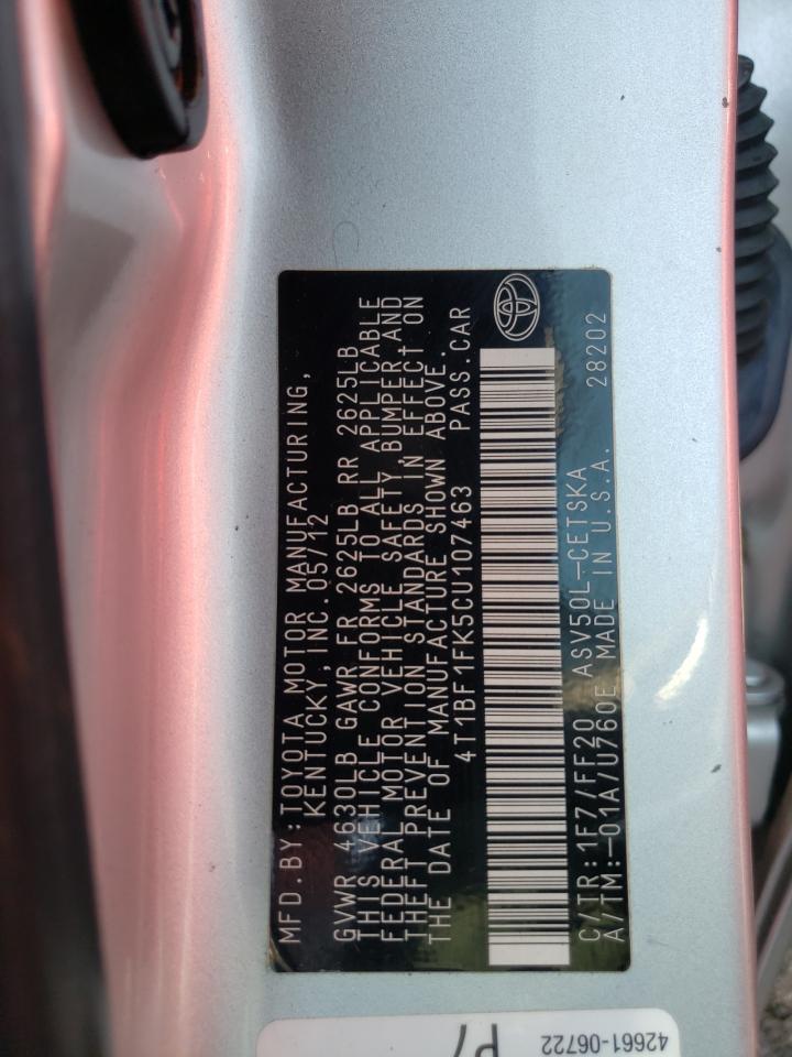 Zdjęcie 10 z aukcji – 2012 TOYOTA CAMRY BASE z VIN 4T1BF1FK5CU107463