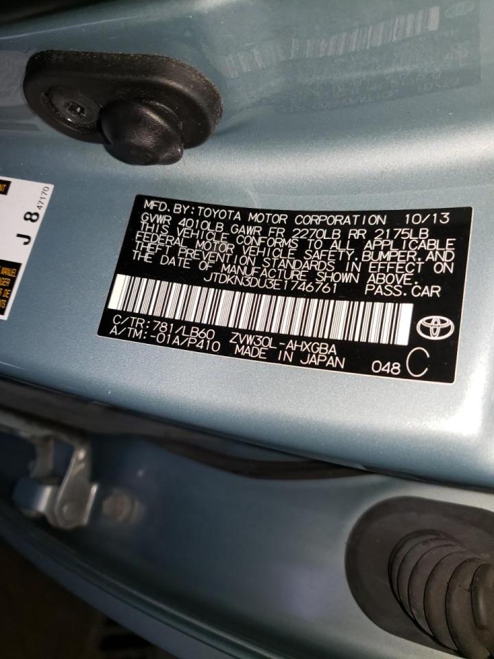 Photo 10 from auction – 2014 TOYOTA PRIUS with VIN JTDKN3DU3E1746761