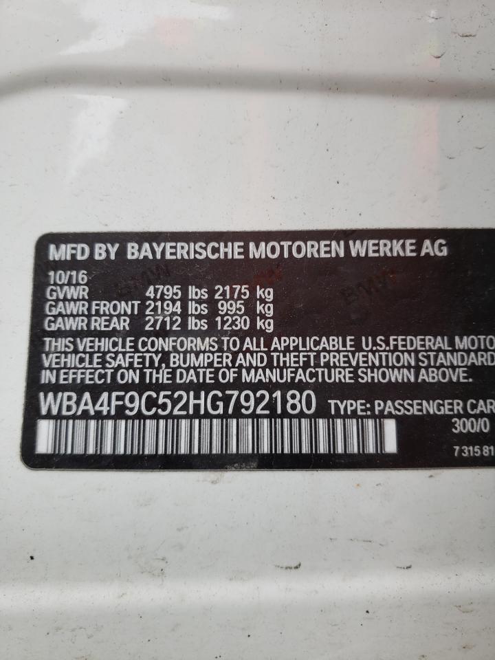 Photo 10 from auction – 2017 BMW 430XI GRAN with VIN WBA4F9C52HG792180