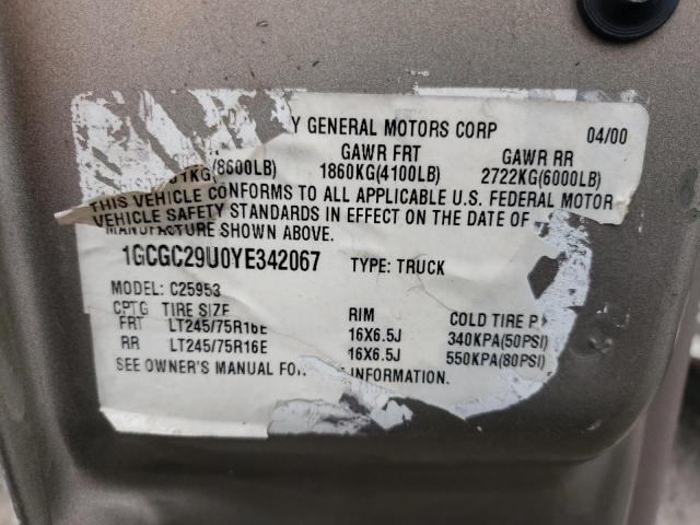 Photo 10 from auction – 2000 CHEVROLET SILVERADO with VIN 1GCGC29U0YE342067