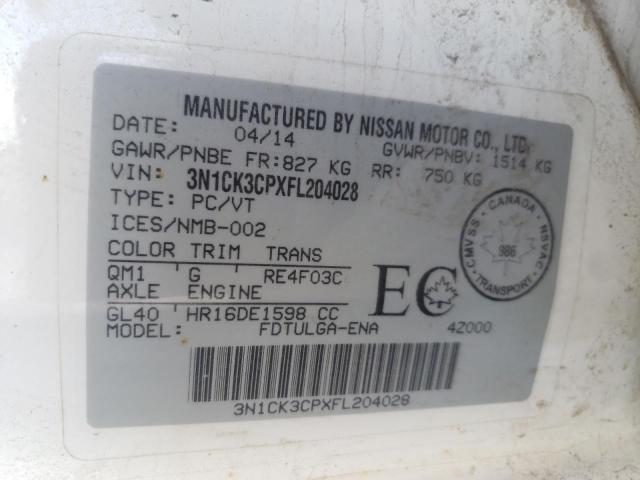 Photo 10 from auction – 2015 NISSAN MICRA with VIN 3N1CK3CPXFL204028