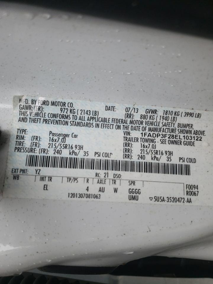 Photo 10 from auction – 2014 FORD FOCUS SE with VIN 1FADP3F28EL103122