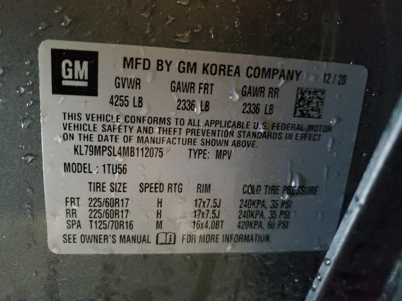Photo 10 from auction – 2021 CHEVROLET TRAILBLAZE with VIN KL79MPSL4MB112075