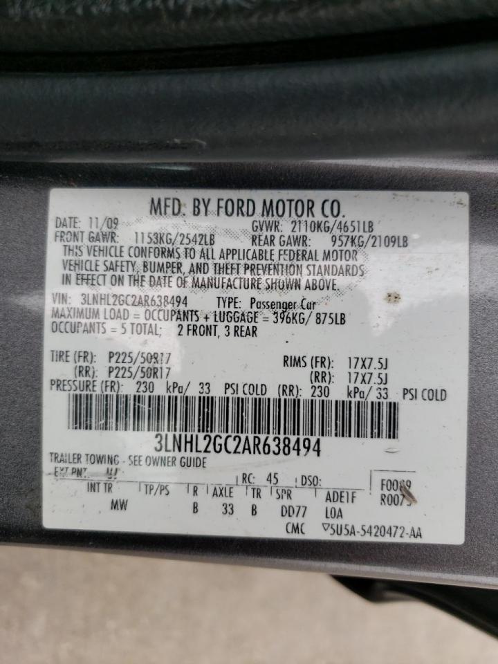 Photo 10 from auction – 2010 LINCOLN MKZ with VIN 3LNHL2GC2AR638494