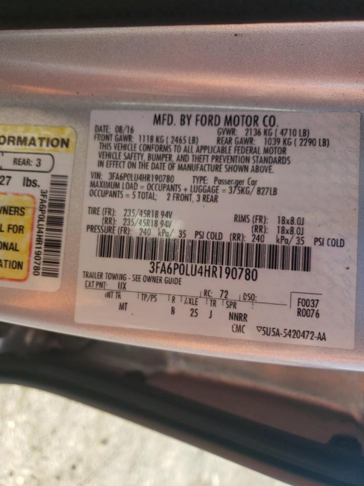 Photo 10 from auction – 2017 FORD FUSION with VIN 3FA6P0LU4HR190780