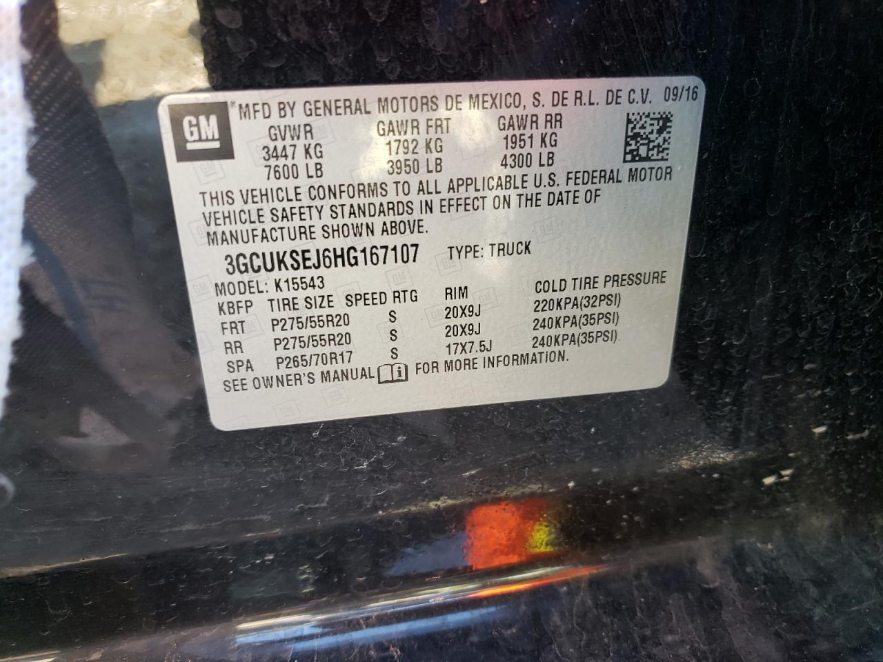 Photo 10 from auction – 2017 CHEVROLET SILVRK1500 with VIN 3GCUKSEJ6HG167107