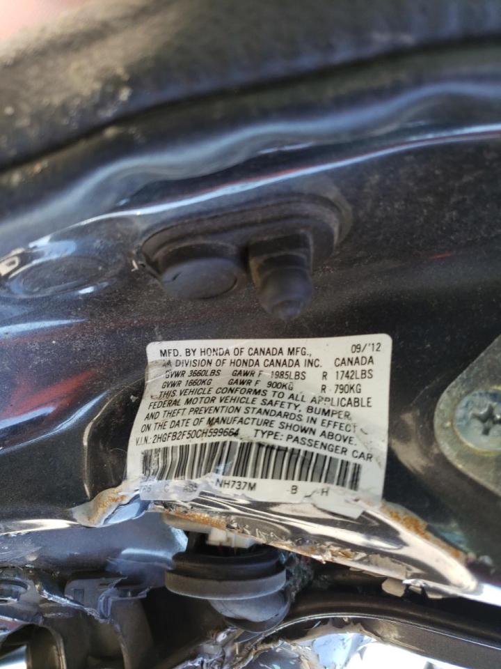 Photo 10 from auction – 2012 HONDA CIVIC LX with VIN 2HGFB2F50CH599664