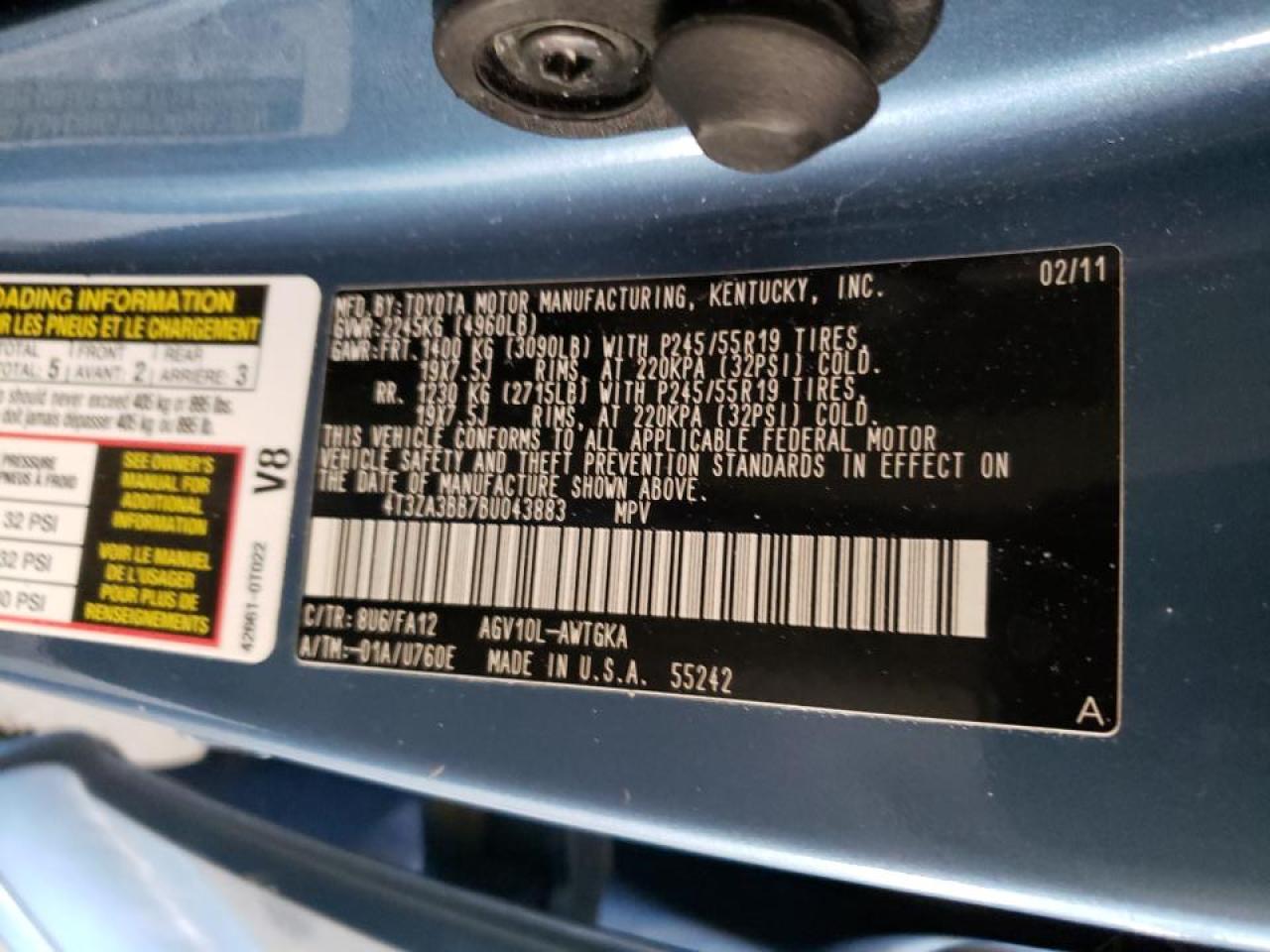 Photo 10 from auction – 2011 TOYOTA VENZA with VIN 4T3ZA3BB7BU043883