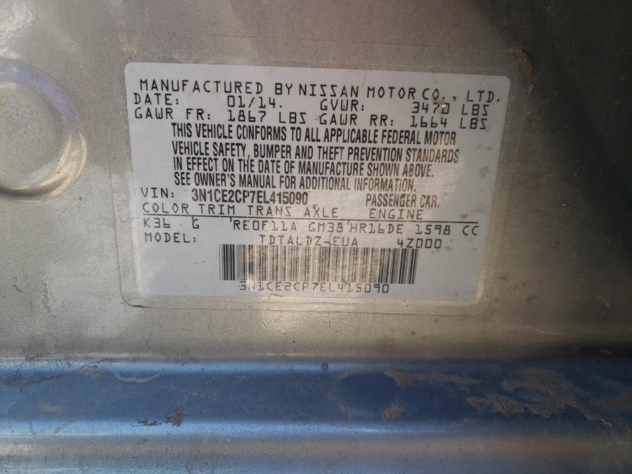 Photo 10 from auction – 2014 NISSAN VERSA NOTE with VIN 3N1CE2CP7EL415090