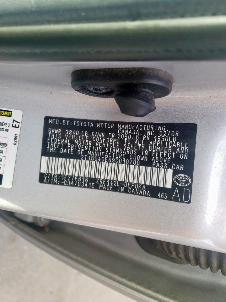 Zdjęcie 10 z aukcji – 2009 TOYOTA COROLLA BA z VIN 2T1BU40E69C010700