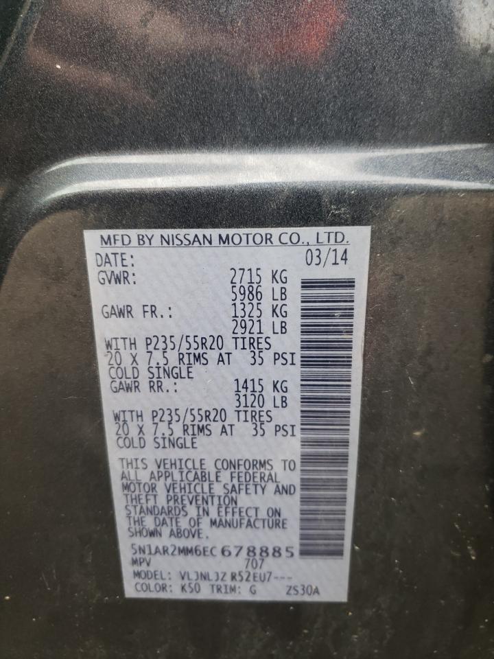 Photo 10 from auction – 2014 NISSAN PATHFINDER with VIN 5N1AR2MM6EC678885