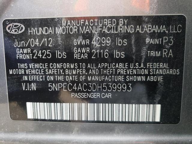 Photo 10 from auction – 2013 HYUNDAI SONATA SE with VIN 5NPEC4AC3DH539993