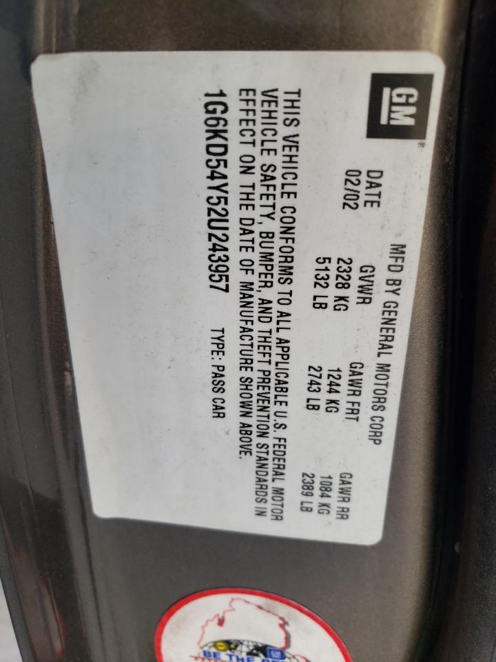Photo 10 from auction – 2002 CADILLAC DEVILLE with VIN 1G6KD54Y52U243957