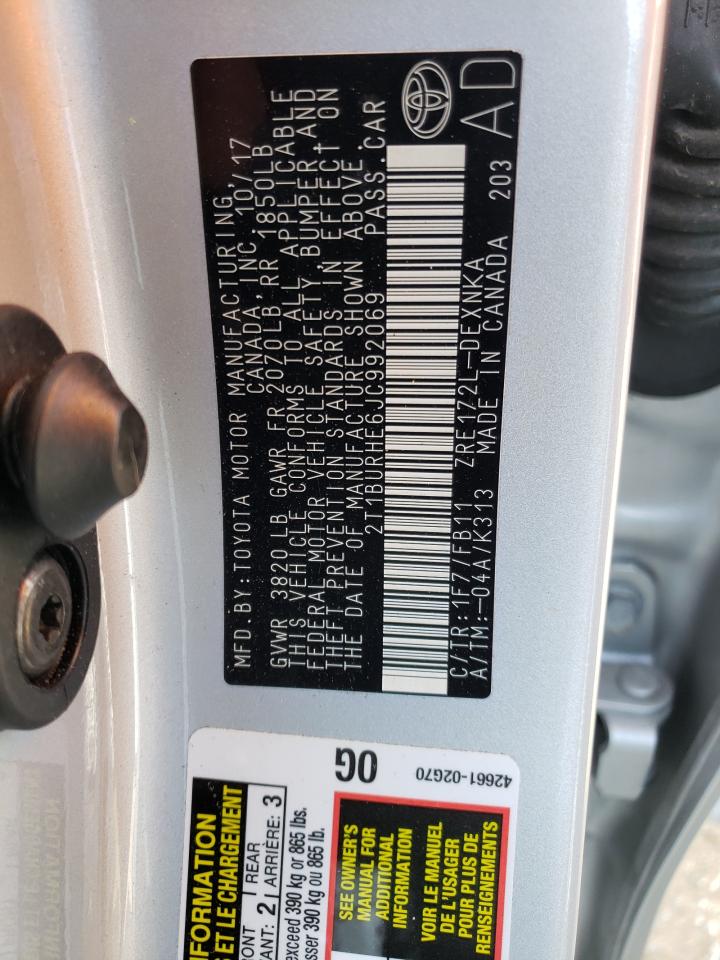Photo 10 from auction – 2018 TOYOTA COROLLA L with VIN 2T1BURHE6JC992069
