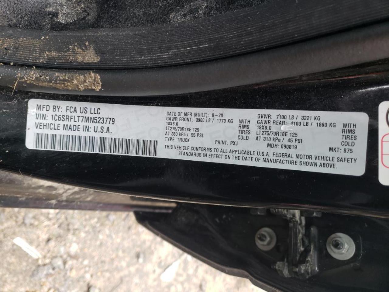 Photo 10 from auction – 2021 RAM 1500 REBEL with VIN 1C6SRFLT7MN523779