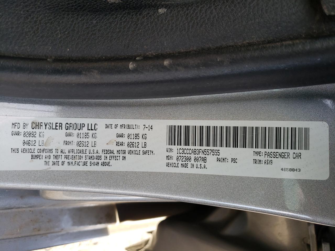 Photo 10 from auction – 2015 CHRYSLER 200 LIMITE with VIN 1C3CCCAB3FN557555