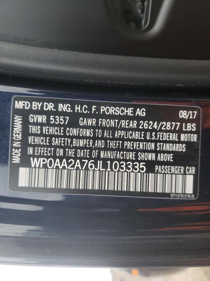 Photo 10 from auction – 2018 PORSCHE PANAMERA 4 with VIN WP0AA2A76JL103335