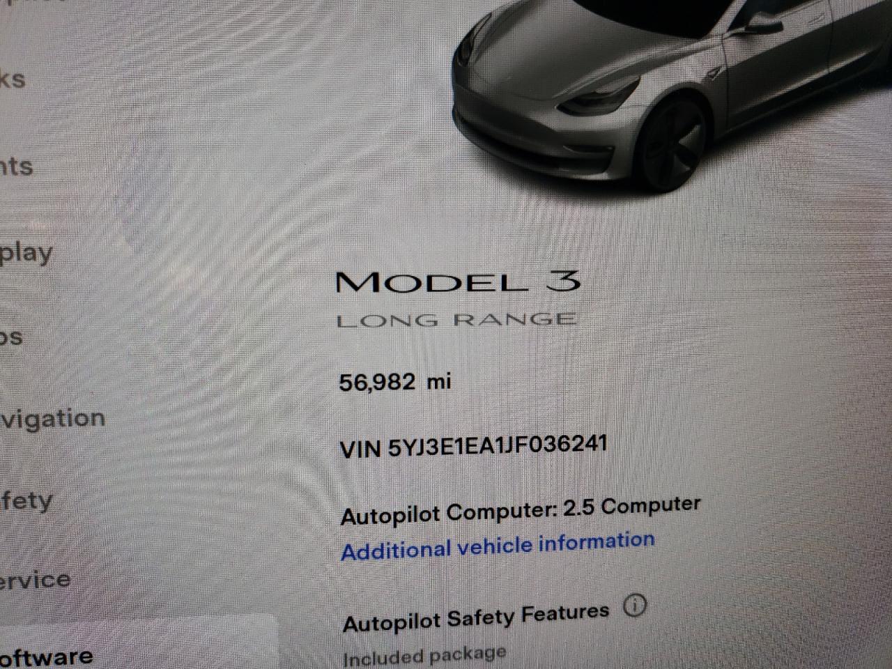 Photo 8 from auction – 2018 TESLA MODEL 3 with VIN 5YJ3E1EA1JF036241