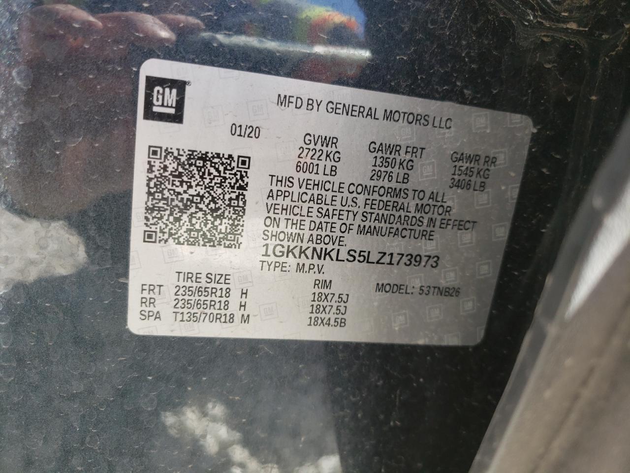 Photo 10 from auction – 2020 GMC ACADIA SLE with VIN 1GKKNKLS5LZ173973
