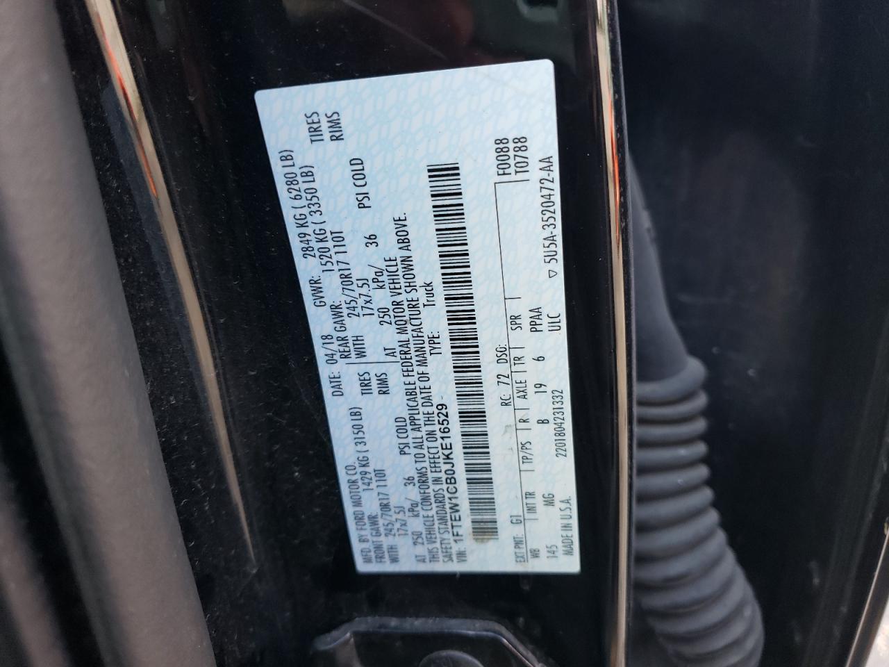 Photo 10 from auction – 2018 FORD F150 SUPER with VIN 1FTEW1CB0JKE16529