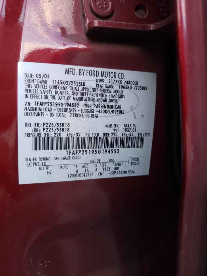 Photo 10 from auction – 2005 FORD FIVE HUNDR with VIN 1FAFP25195G194552