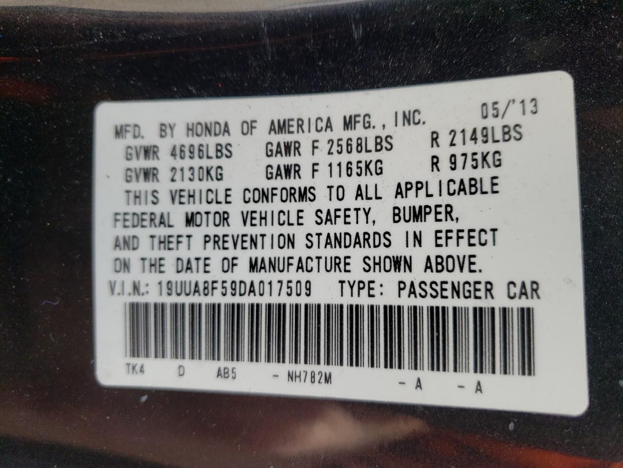 Photo 10 from auction – 2013 ACURA TL TECH with VIN 19UUA8F59DA017509
