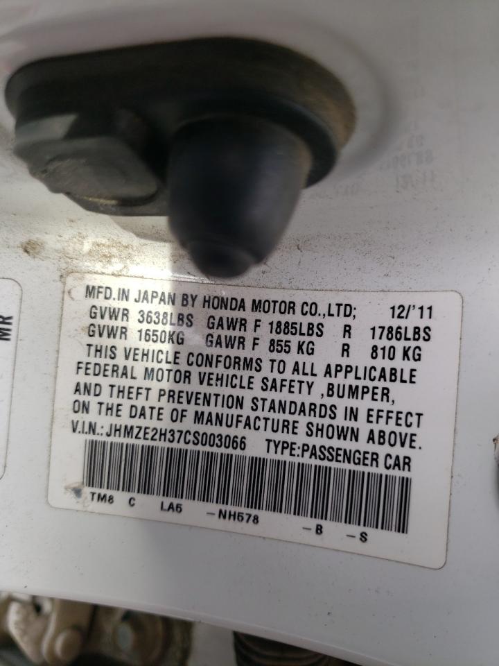 Photo 10 from auction – 2012 HONDA INSIGHT with VIN JHMZE2H37CS003066