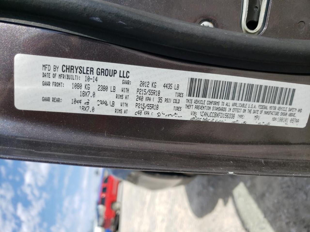 Photo 10 from auction – 2015 JEEP COMPASS LI with VIN 1C4NJCCBXFD156338