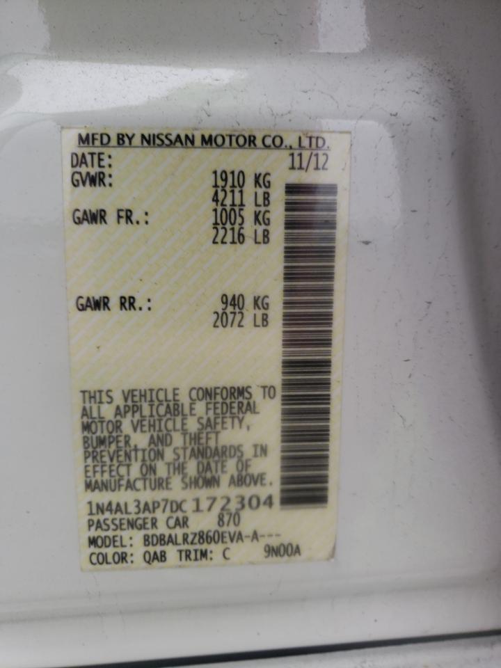 Photo 10 from auction – 2013 NISSAN ALTIMA 2.5 with VIN 1N4AL3AP7DC172304