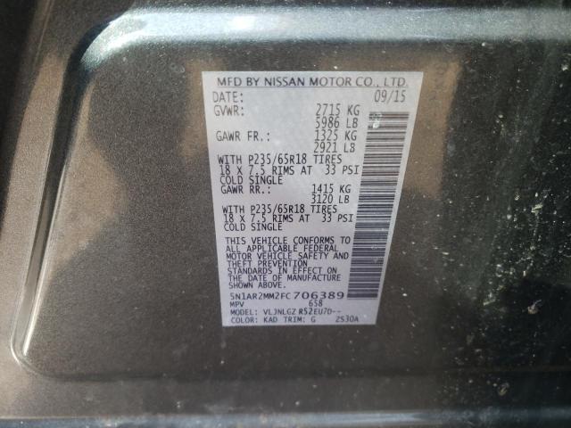 Photo 10 from auction – 2015 NISSAN PATHFINDER with VIN 5N1AR2MM2FC706389
