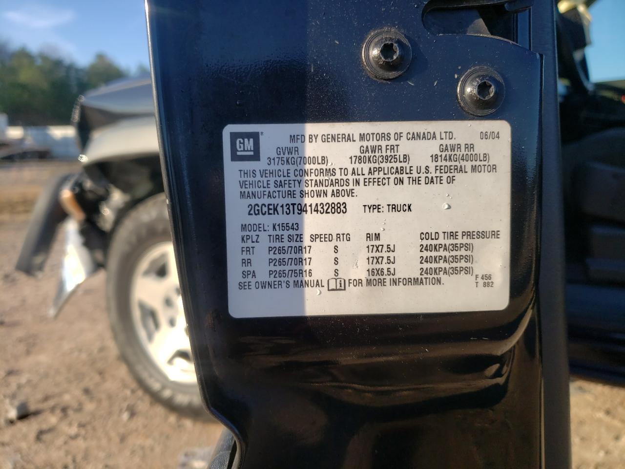 Photo 10 from auction – 2004 CHEVROLET SILVERADO with VIN 2GCEK13T941432883