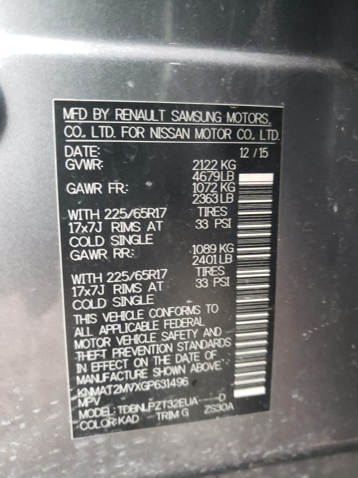 Photo 10 from auction – 2016 NISSAN ROGUE S with VIN KNMAT2MVXGP631496