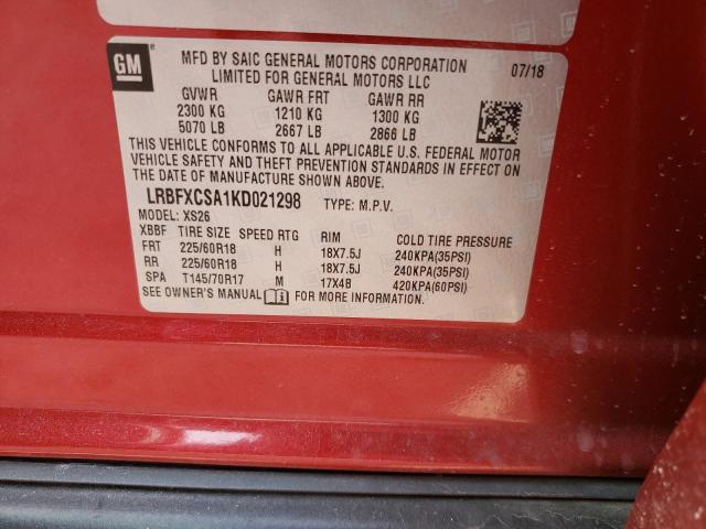 Photo 10 from auction – 2019 BUICK ENVISION E with VIN LRBFXCSA1KD021298