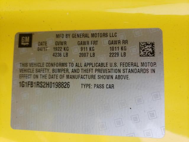 Photo 10 from auction – 2017 CHEVROLET CAMARO LT with VIN 1G1FB1RS2H0198826