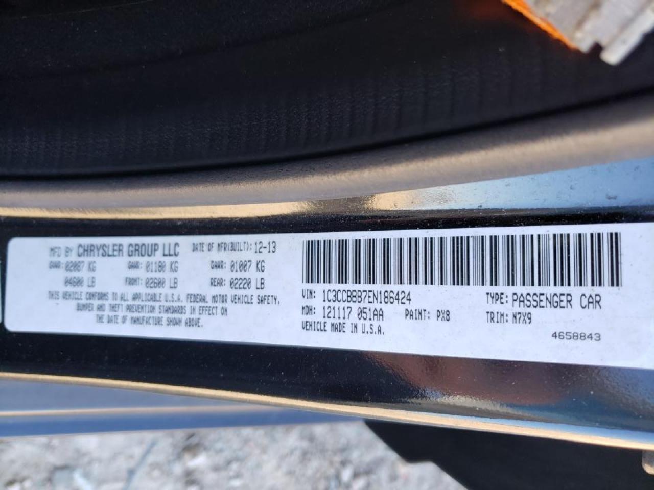 Photo 10 from auction – 2014 CHRYSLER 200 TOURIN with VIN 1C3CCBBB7EN186424