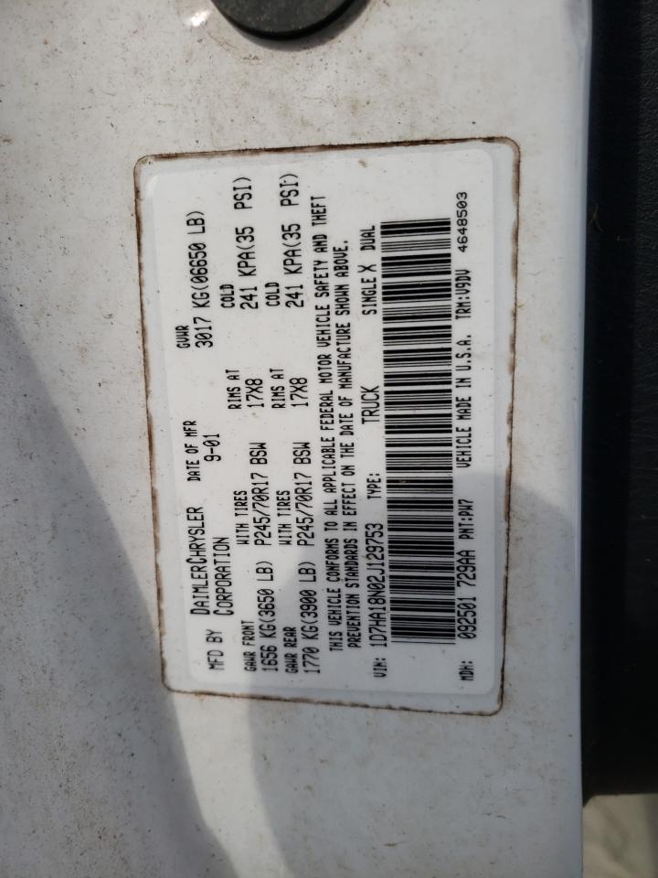 Photo 10 from auction – 2002 DODGE RAM 1500 with VIN 1D7HA18N02J129753